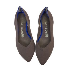 Rothy's Brown Flats with Blue Trim